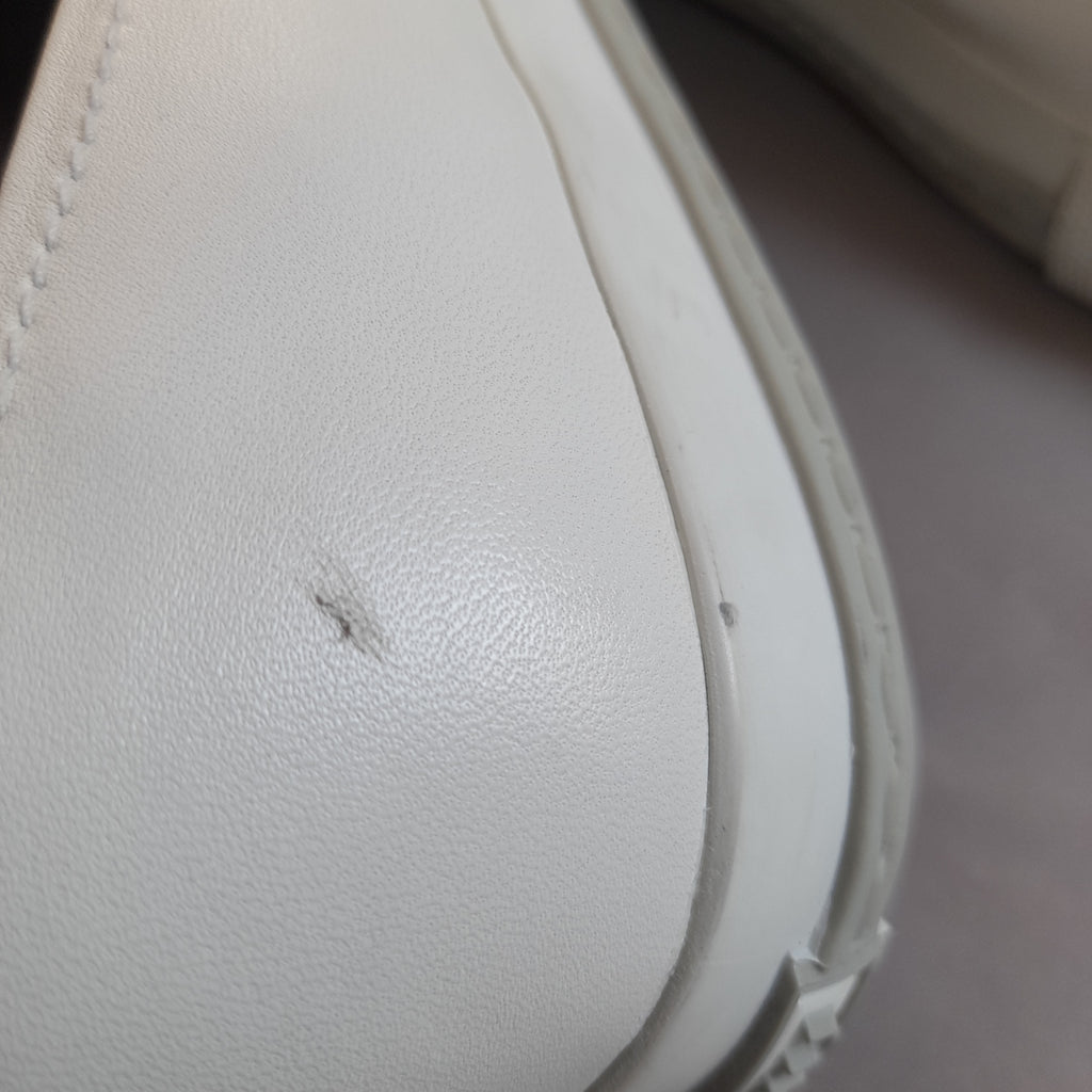 Miu Miu White Leather and Silver Flats | Gently Used |