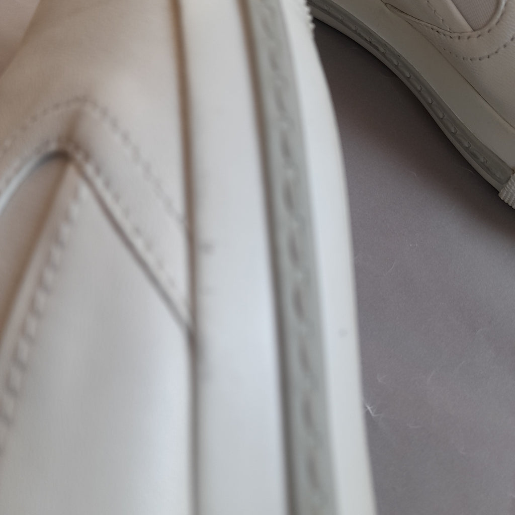 Miu Miu White Leather and Silver Flats | Gently Used |