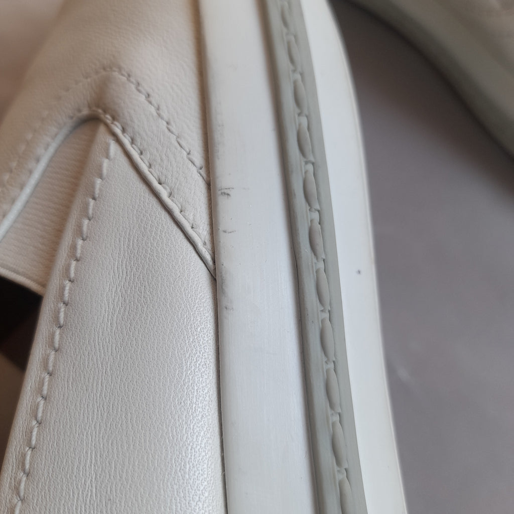 Miu Miu White Leather and Silver Flats | Gently Used |