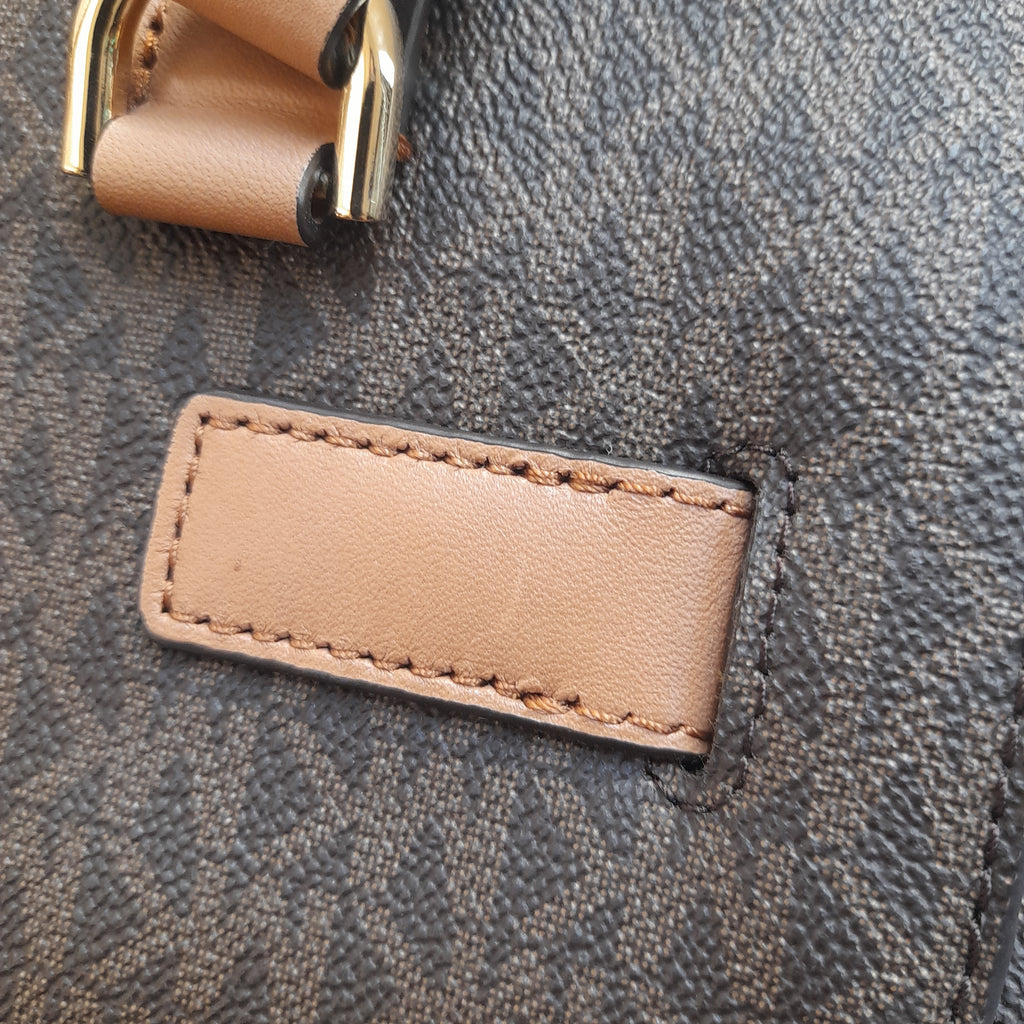 Michael Kors Large Brown Monogram Hamilton Lock Satchel | Like New |
