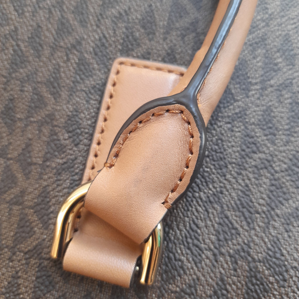Michael Kors Large Brown Monogram Hamilton Lock Satchel | Like New |