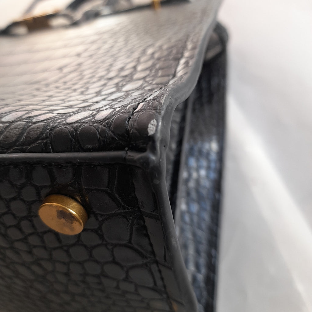 Mango Black Croc Textured Satchel | Gently Used |