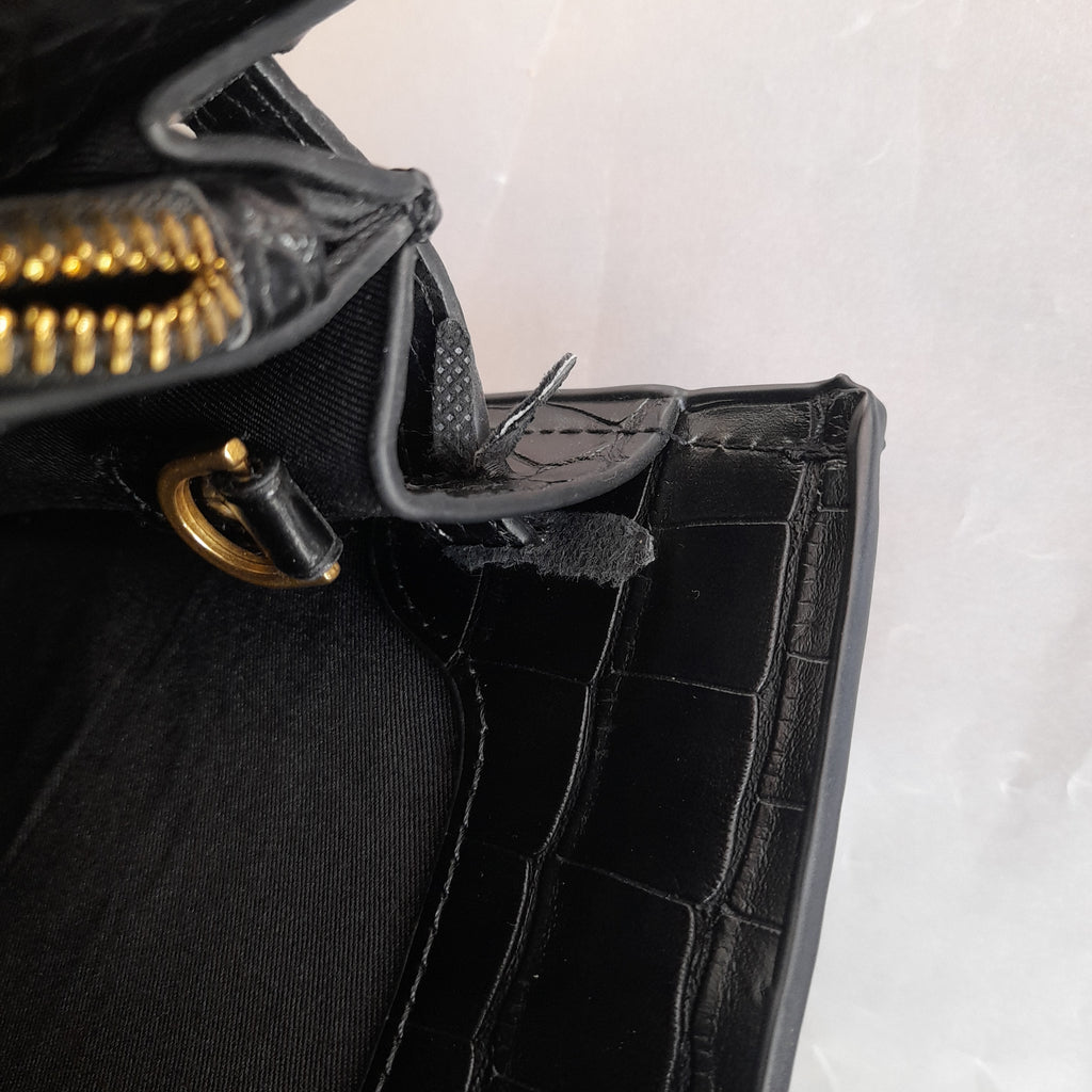 Mango Black Croc Textured Satchel | Gently Used |