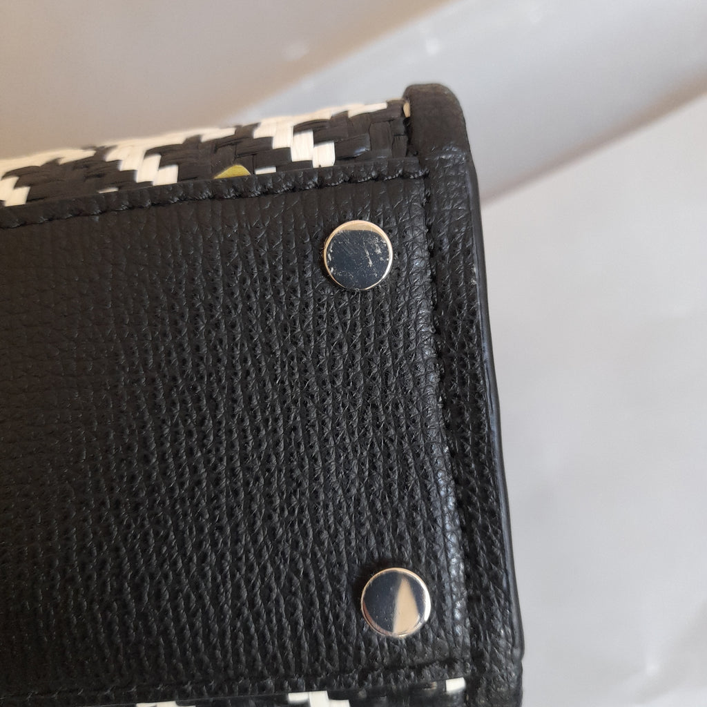 Kate Spade Black and White Houndstooth Leather 'Darcy' Satchel | Brand New |