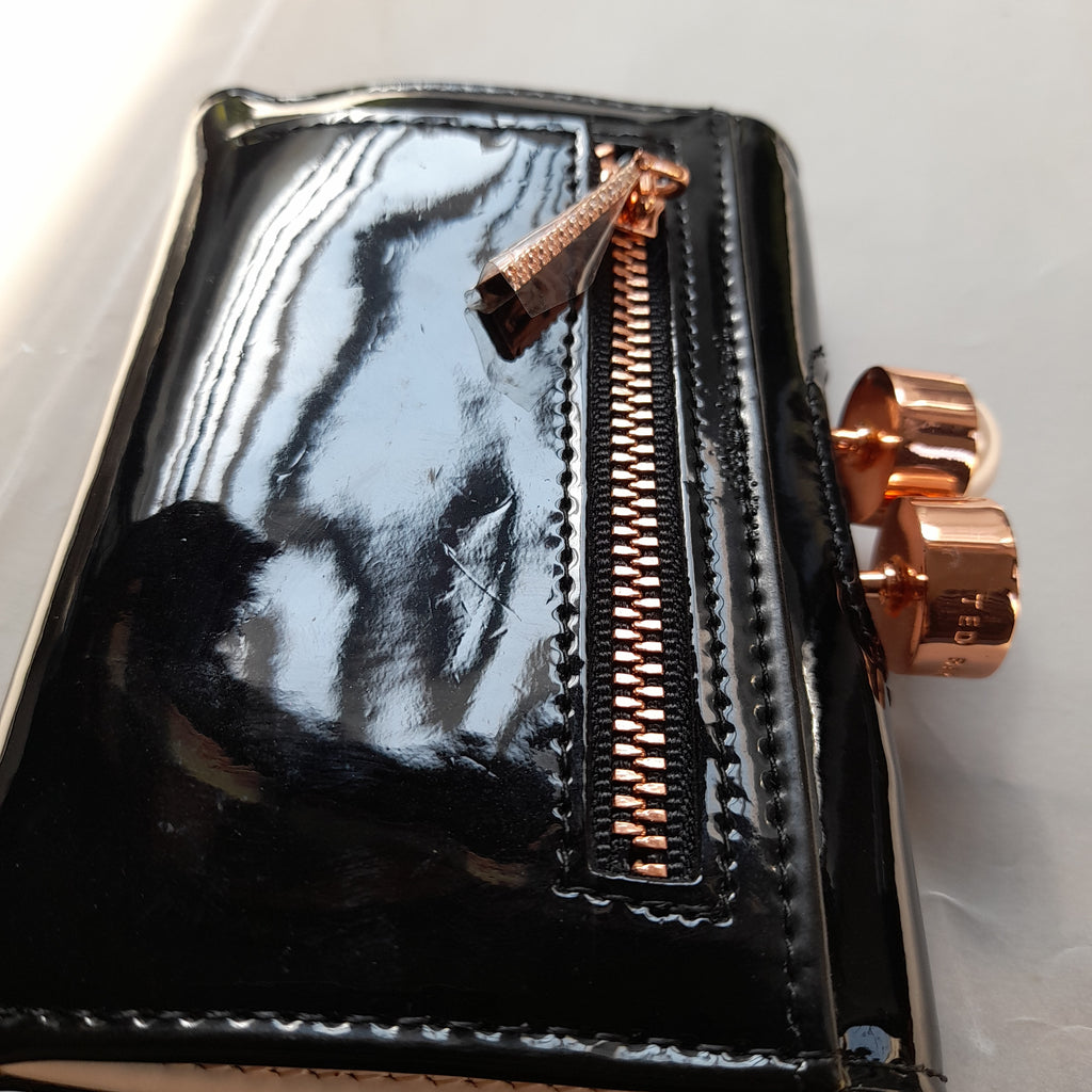 Ted Baker Black Alix Pearl Bobble Patent Small Wallet | Brand New |