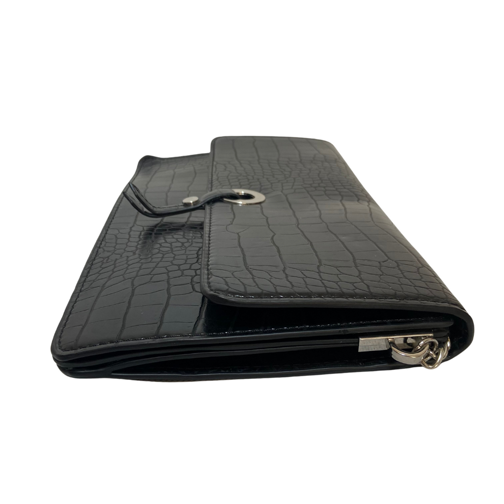 ZARA Black Croc Textured Convertible Clutch | Brand New |