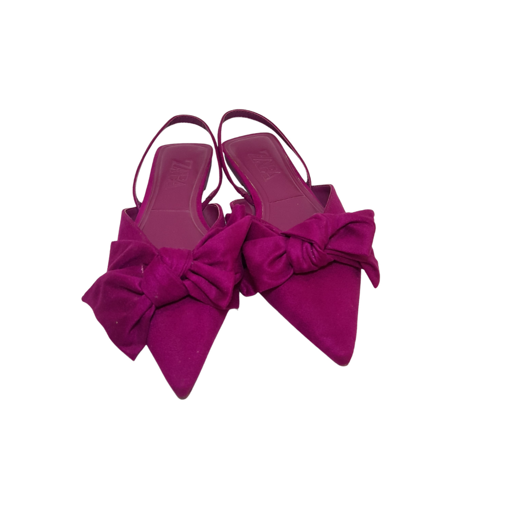 ZARA Fuschia Pointed Bow Flats | Like New |