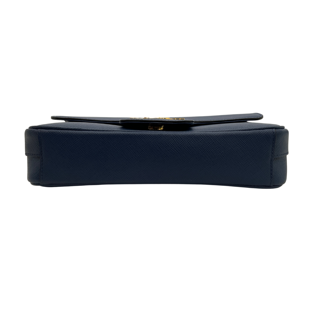 Prada Blue Leather 'Pattina' Shoulder Bag | Like New |