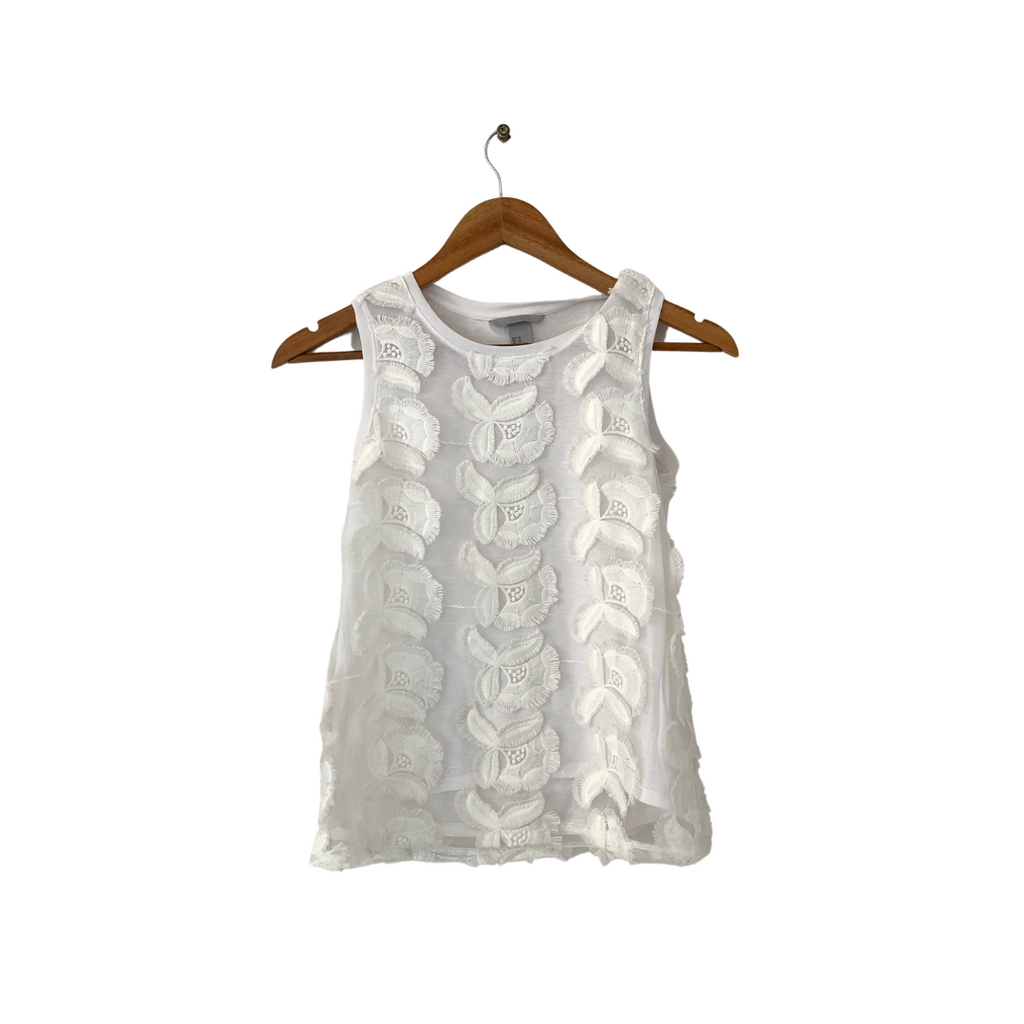 H&M White Floral Sleeveless Top | Gently Used |