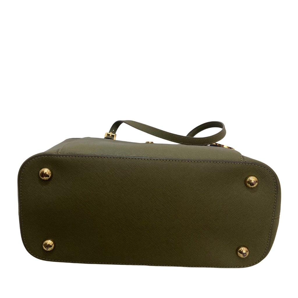 Michael Kors Army Green Saffiano Leather Jet Set Large Pocket Tote Bag | Gently Used |