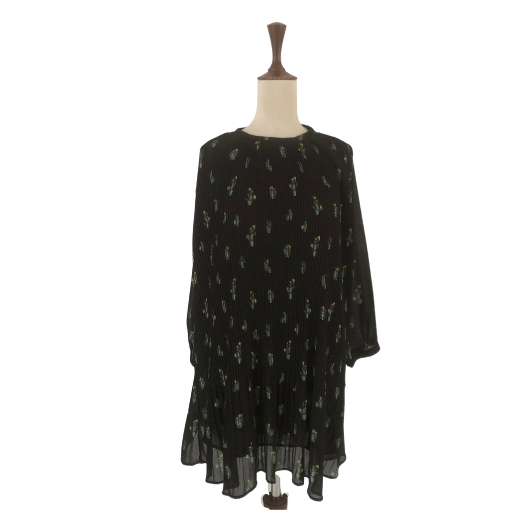 ZARA Black Cactus Print Pleated Tunic | Gently Used |