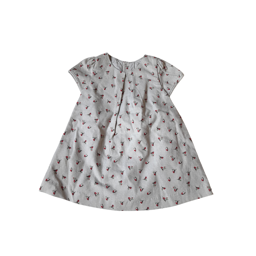 Mothercare Grey Bird Printed Onesie Dress with Sweater (6-9 Months) | Brand New |