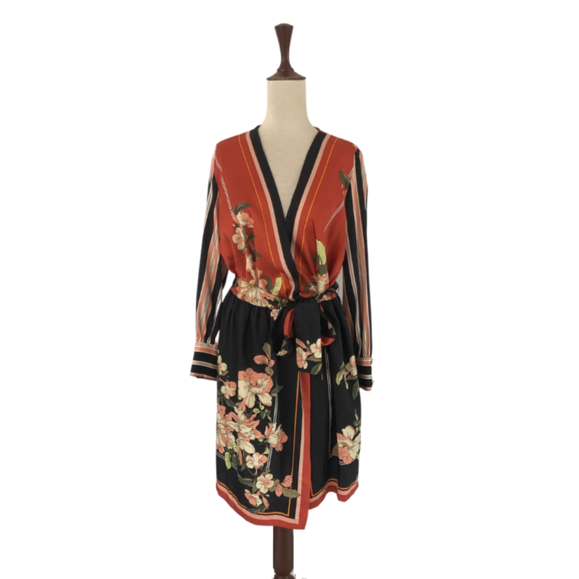 ZARA Black and Pink Floral Printed Kimono | Gently Used |