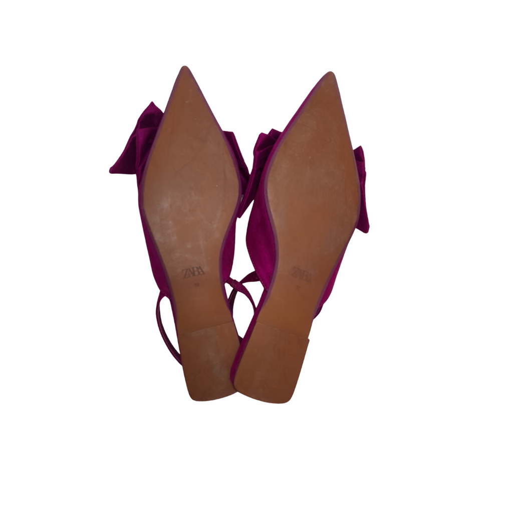 ZARA Fuschia Pointed Bow Flats | Like New |