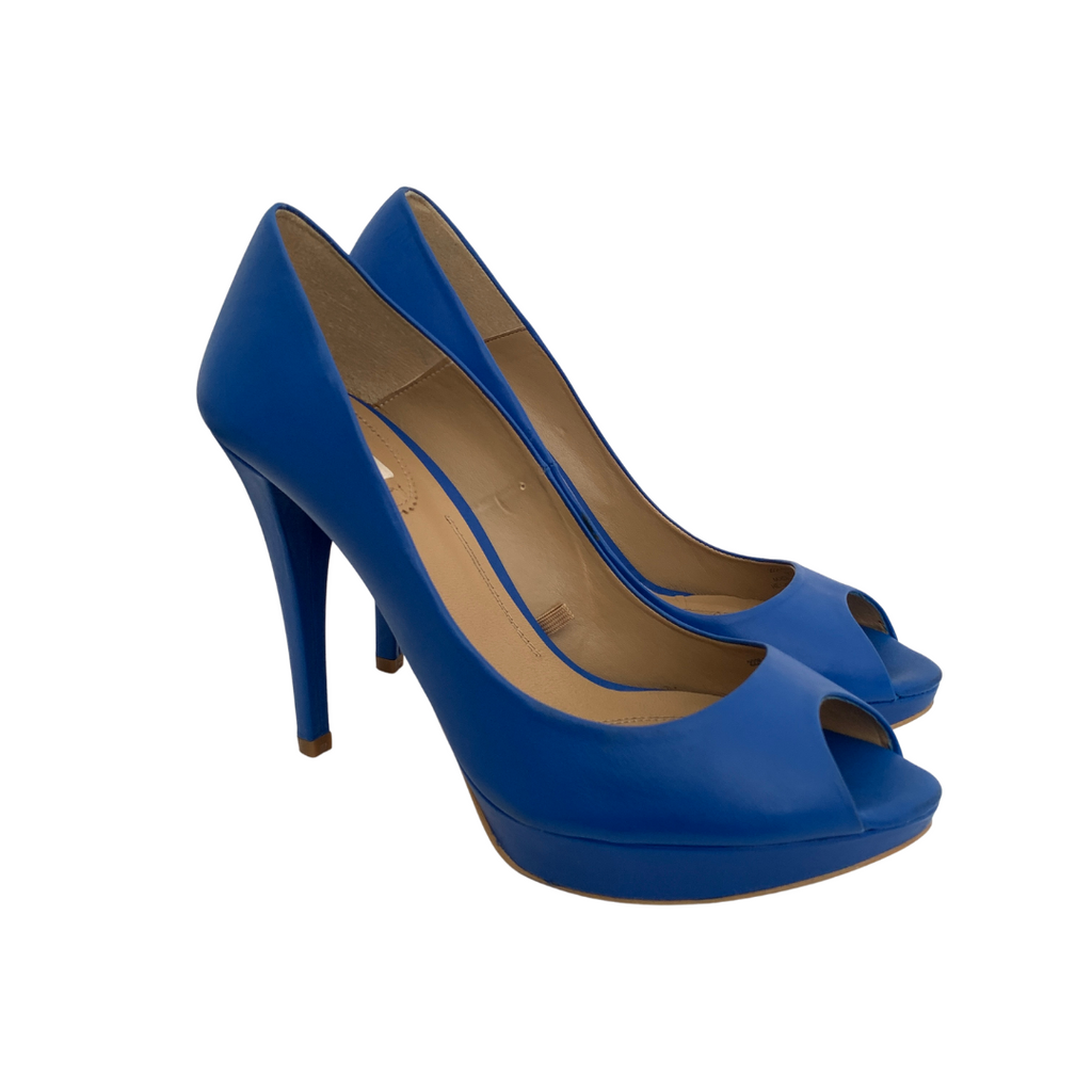 ZARA Blue Peep-toe Platform Heels | Gently Used |