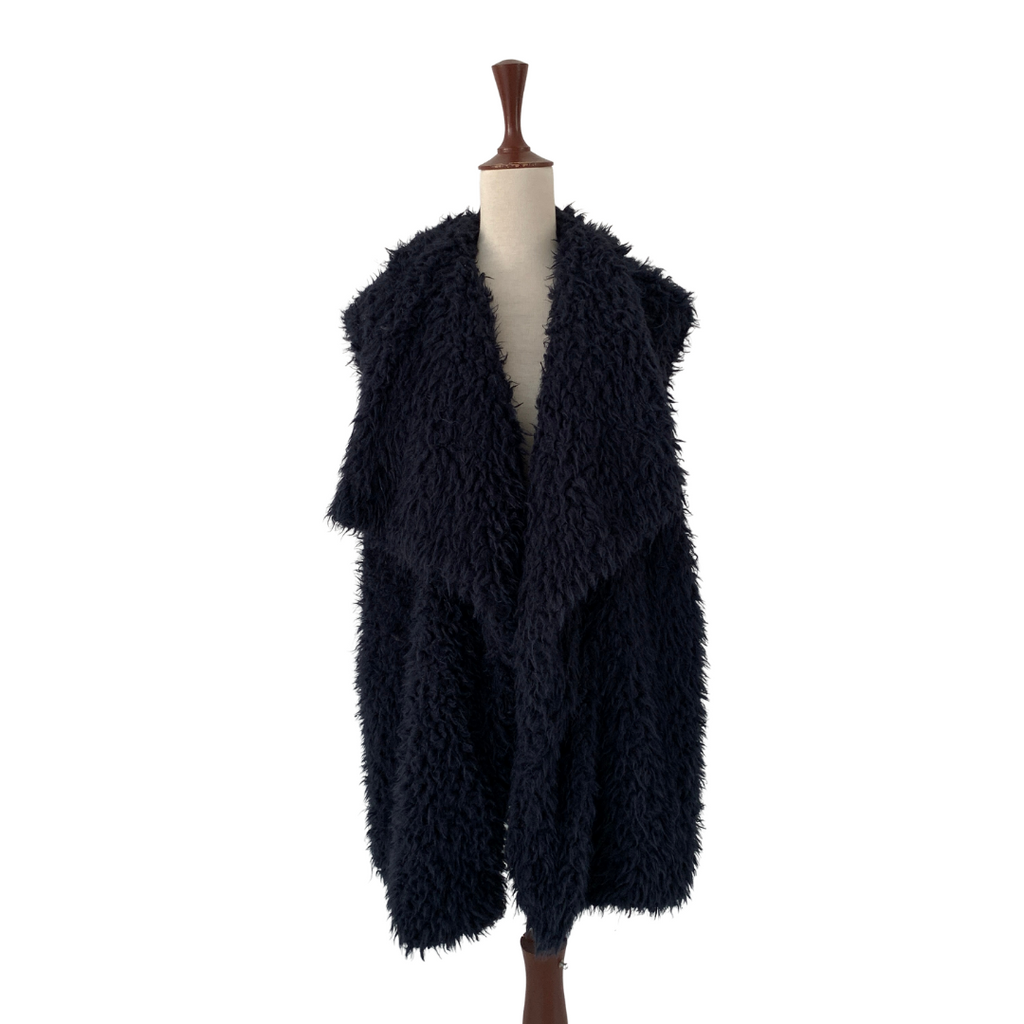 ZARA Navy Blue Teddy Sleeveless Open Jacket | Gently Used |