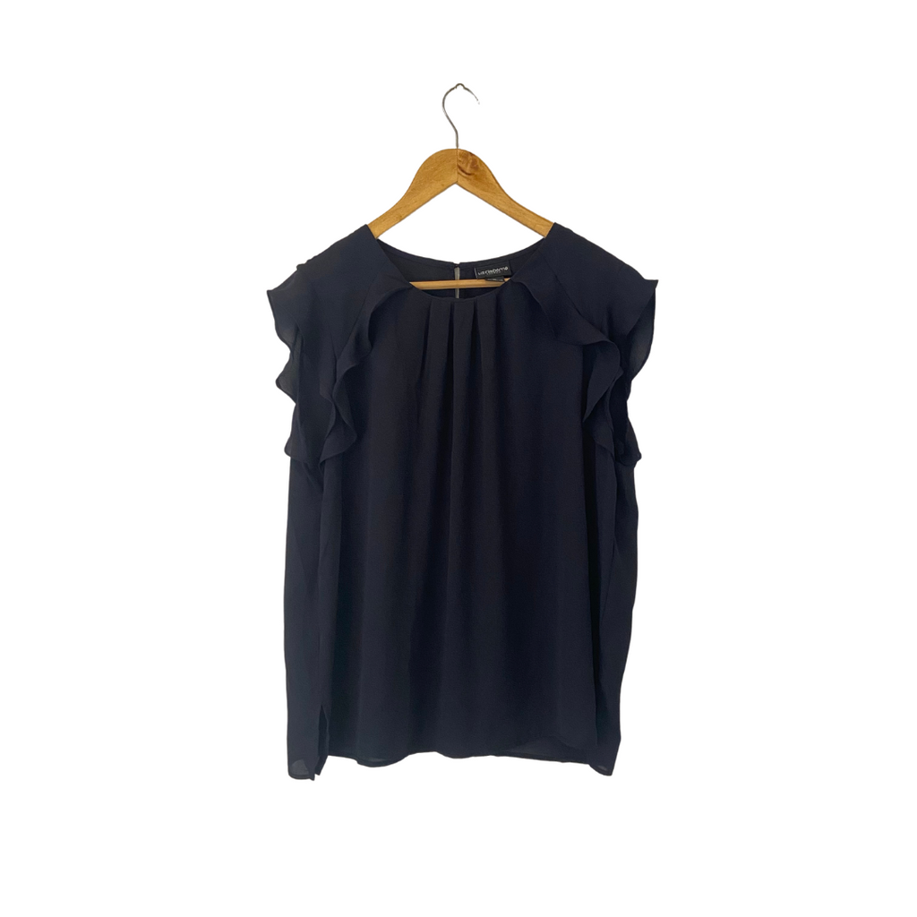 Liz Clairborne Black Sleeveless Frill Blouse | Gently Used |