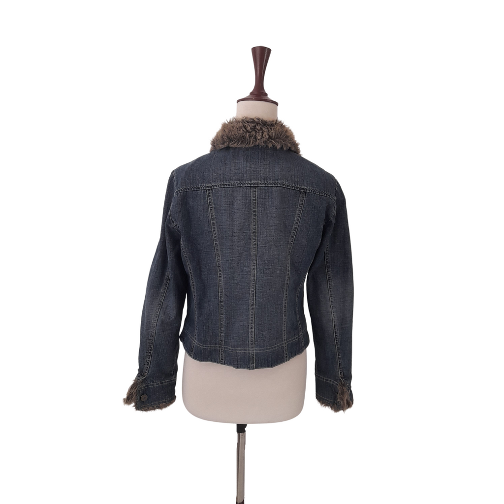 Principles By Debenhams Fleece Lined Faux Fur Collar Denim Jacket | Gently Used |