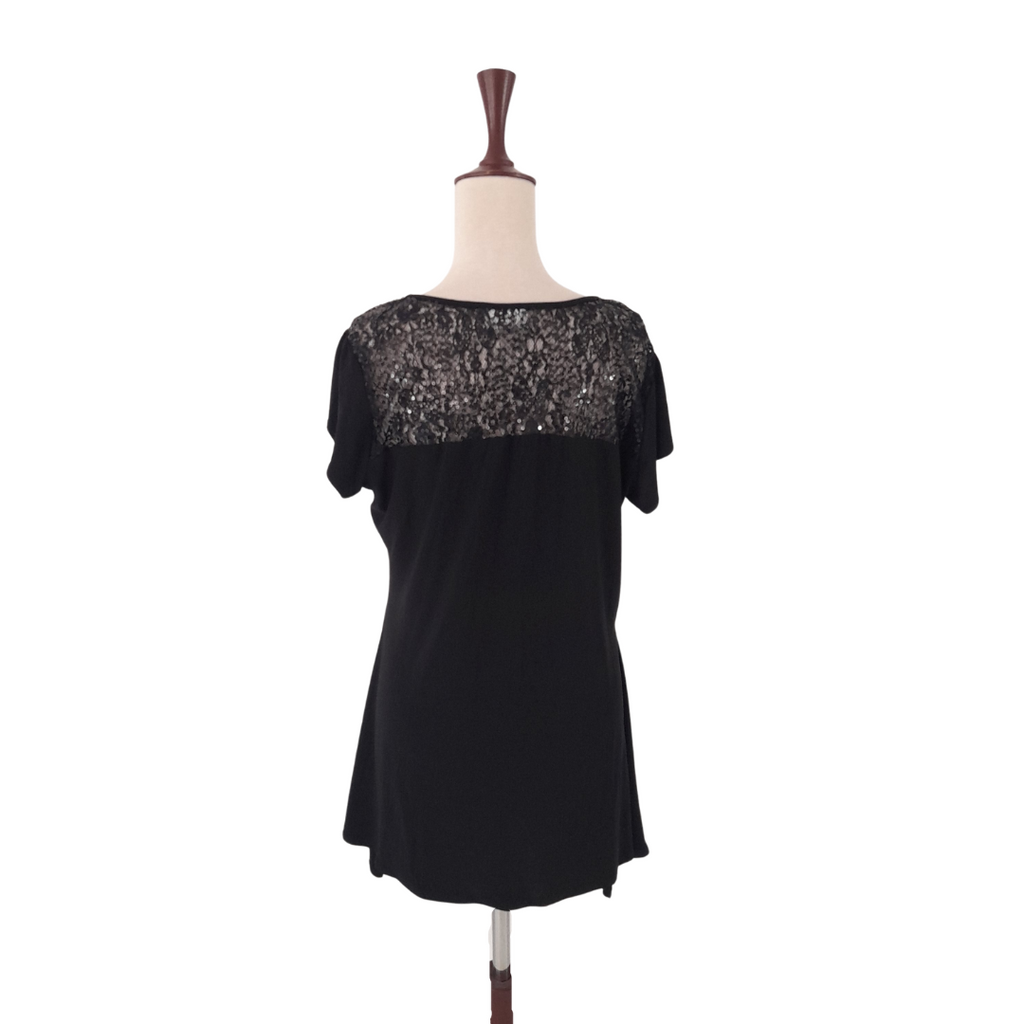 Wallis Black Sequins Short-Sleeved Top | Gently Used |