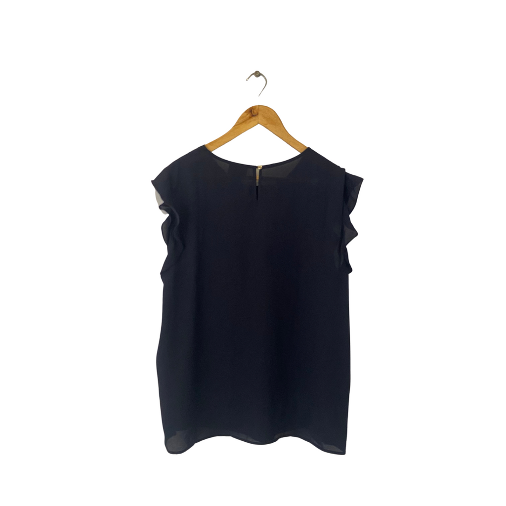 Liz Clairborne Black Sleeveless Frill Blouse | Gently Used |