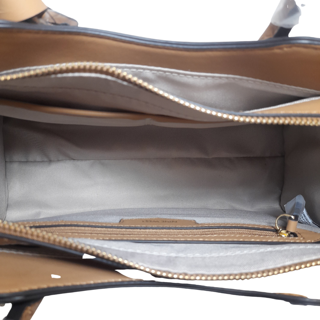 Nine West “Branwen” Blue & Tan Monogram Convertible Tote | Brand New |