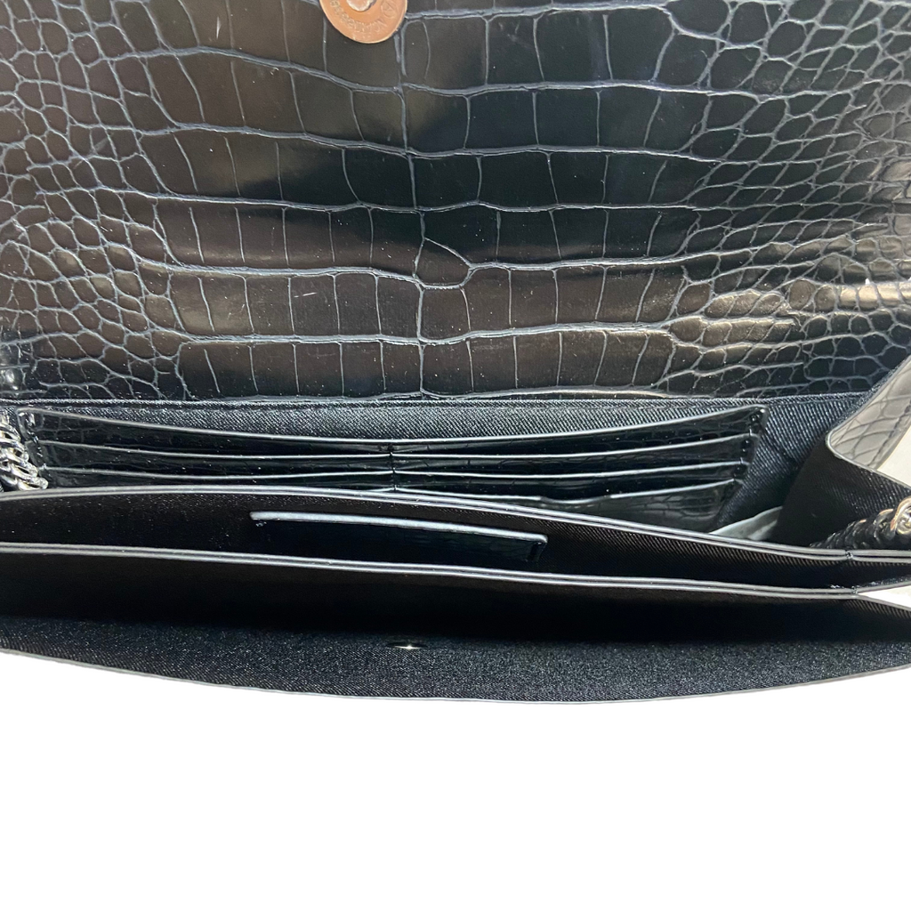 ZARA Black Croc Textured Convertible Clutch | Brand New |