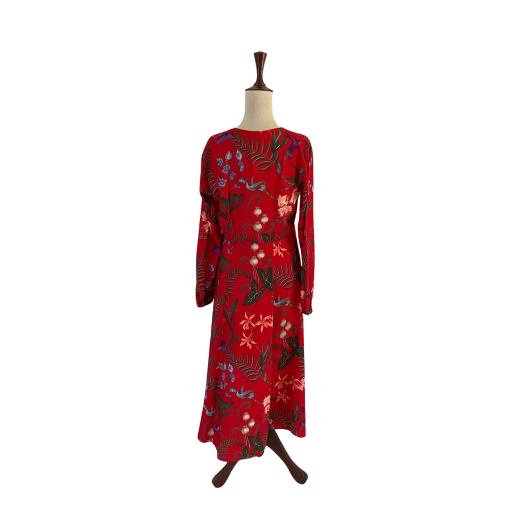 H&M Red Printed Open-front Long Cover-up | Brand New |