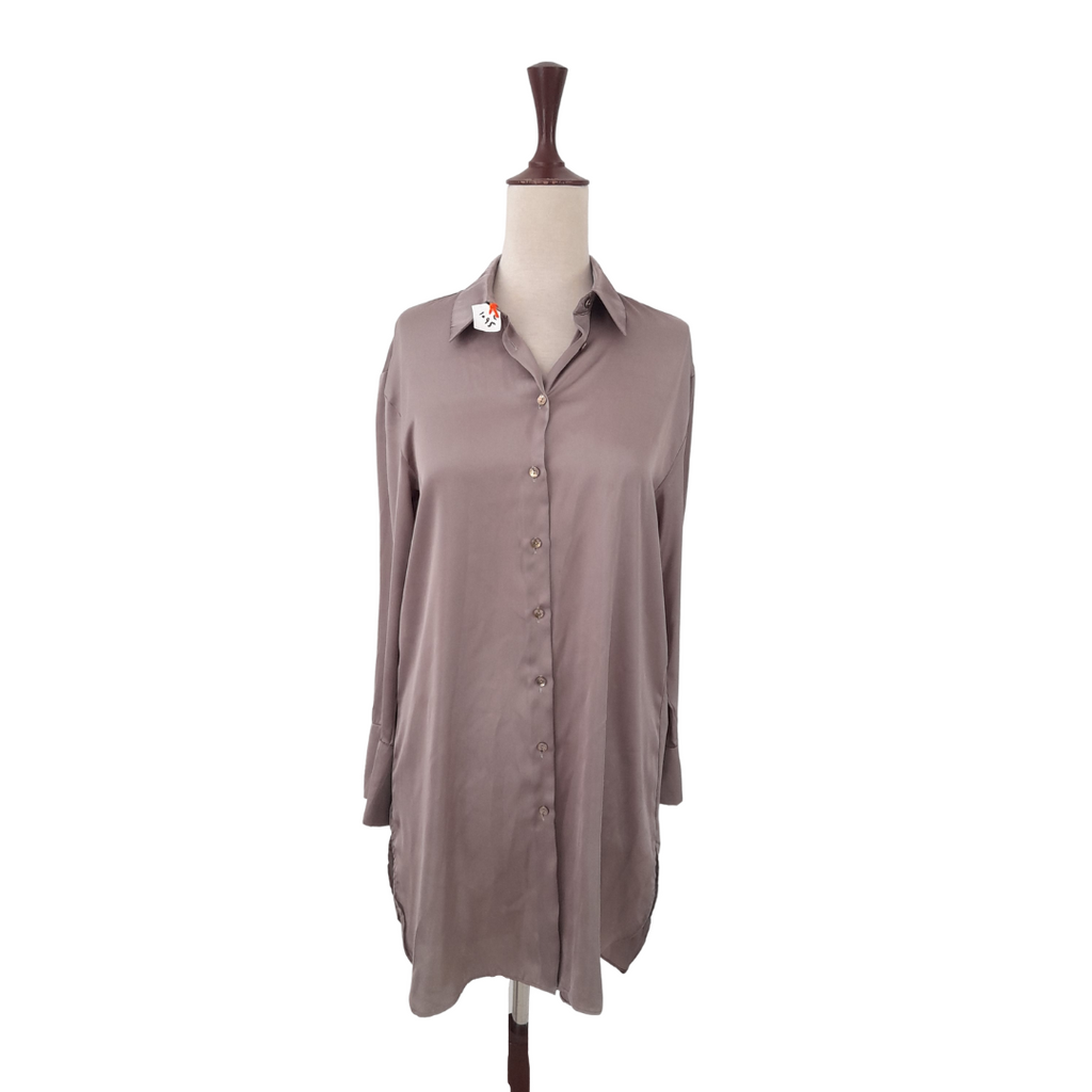 ZARA Grey Long Satin Shirt | Gently Used |