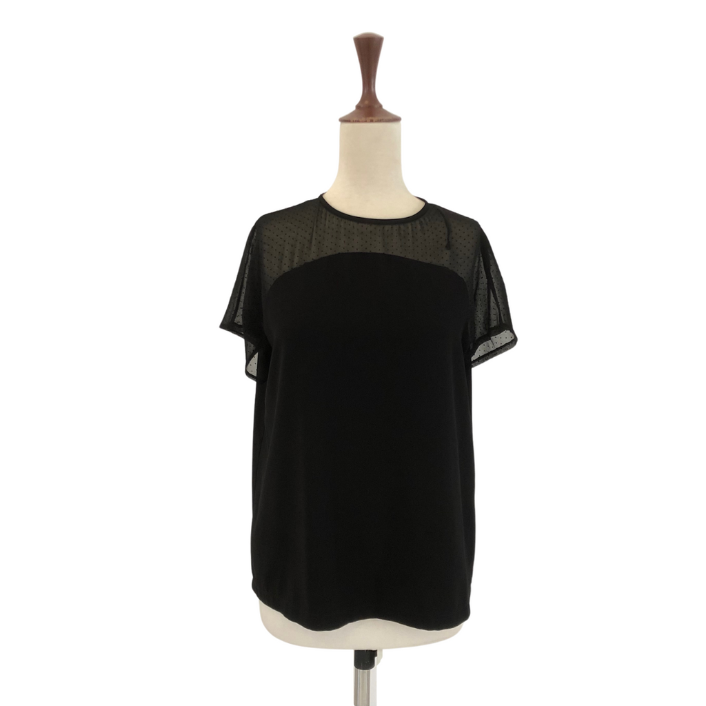 Mango Black Short Sheer Sleeves Top | Gently Used |