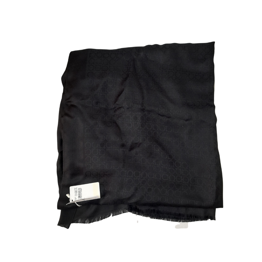 Salvatore Ferragamo Black Monogram Scarf | Brand New |
