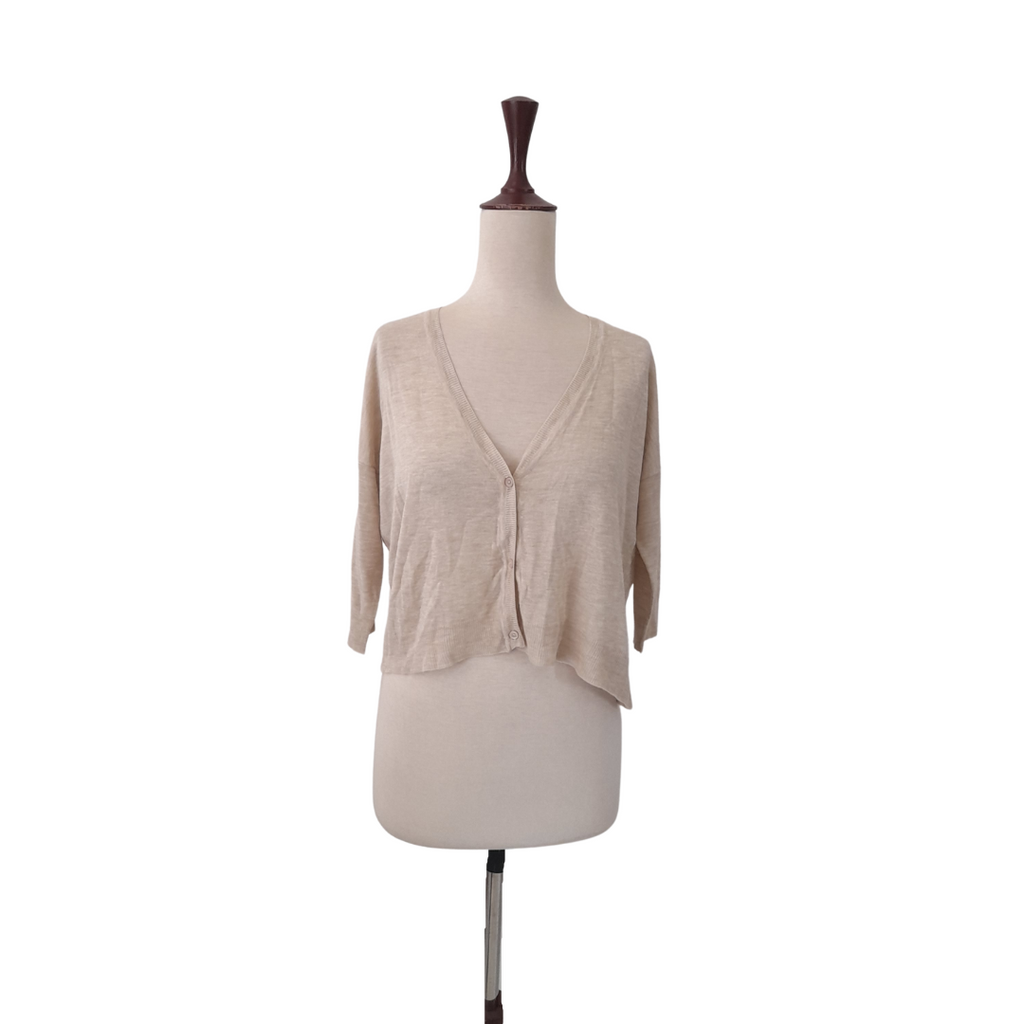 ZARA Beige Cropped Cardigan | Gently Used |