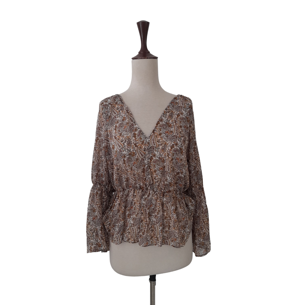 ZARA Paisley Print Semi-sheer Peasant Blouse | Gently Used |