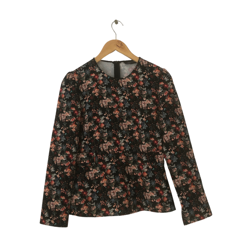 ZARA Black Floral Print Top | Gently Used |
