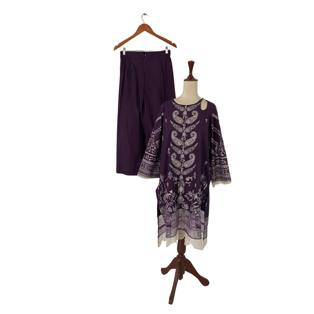 Miraka By Misha Lakhani Purple Embroidered Kameez with Pants | Gently Used |