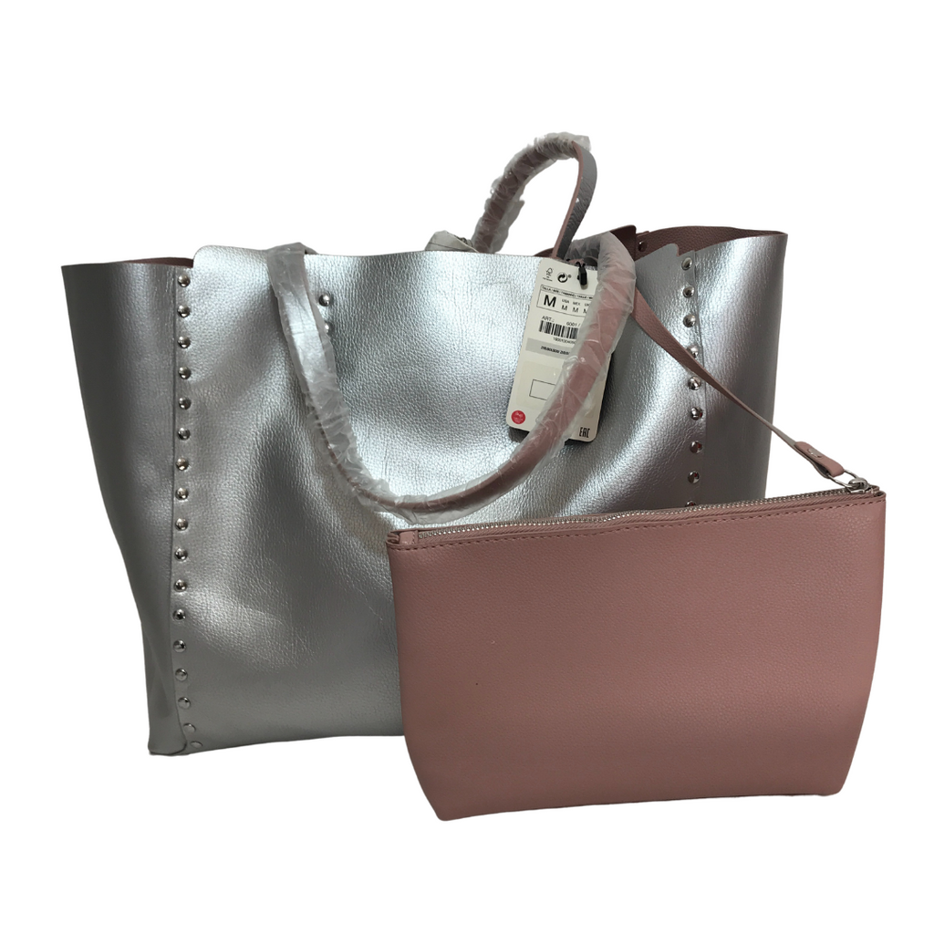ZARA Pink & Silver Reversible Shoulder Bag | Brand New |