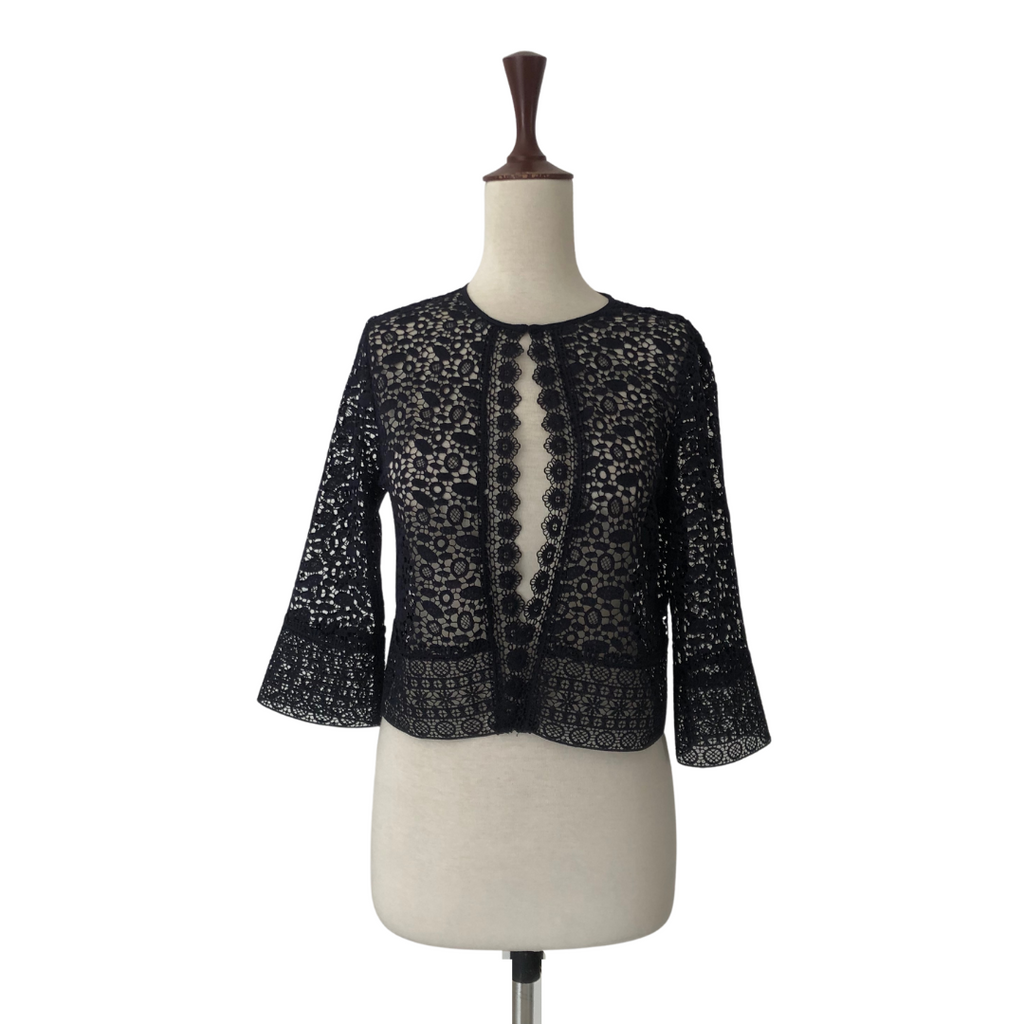 ZARA Navy Lace Cropped Jacket | Gently Used |