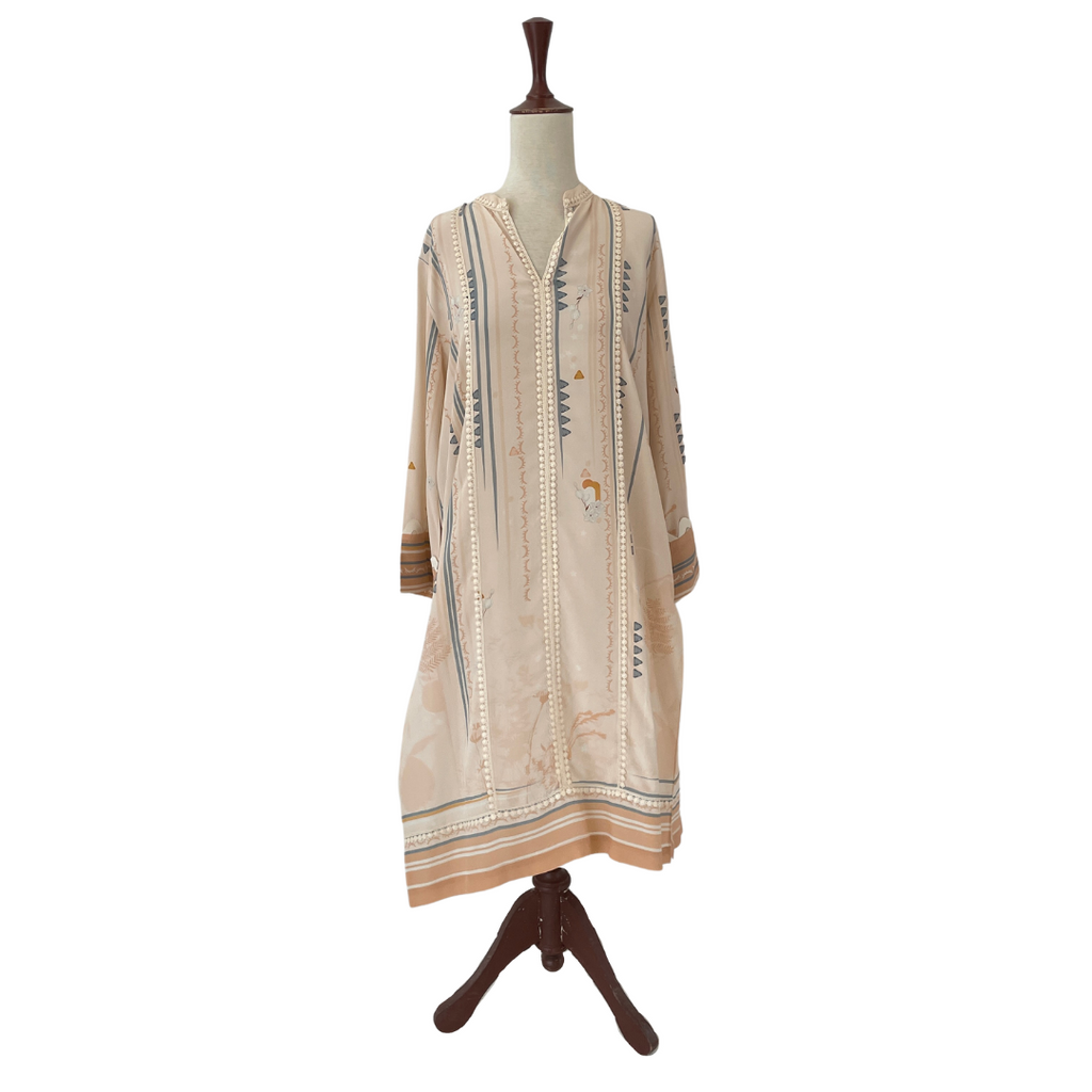 Sania Maskatiya Light Peach Digital Prink Silk Kurta | Gently Used |