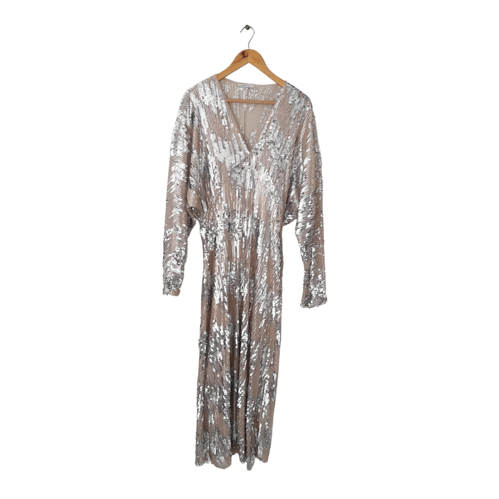 ZARA Silver & Gold Sequins Kaftan Maxi | Gently Used |