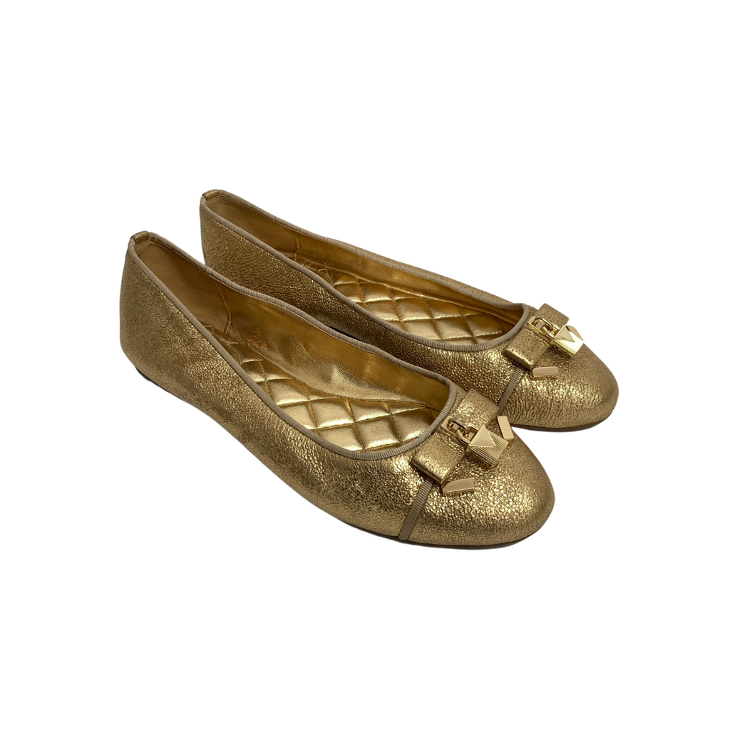 Michael Kors 'Alice' Gold Metallic Ballet Flats | Pre Loved |