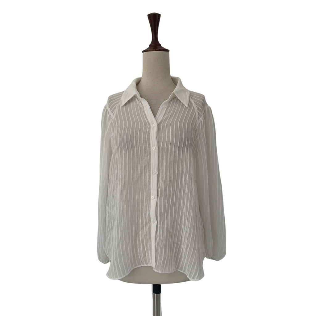 Mango White Striped Sheer Top | Gently Used |