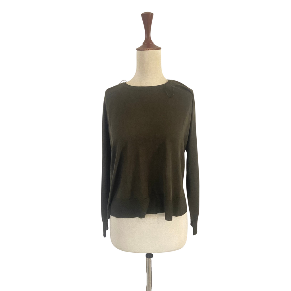 ZARA Dark Green Knit Long-sleeve Shirt | Brand New |