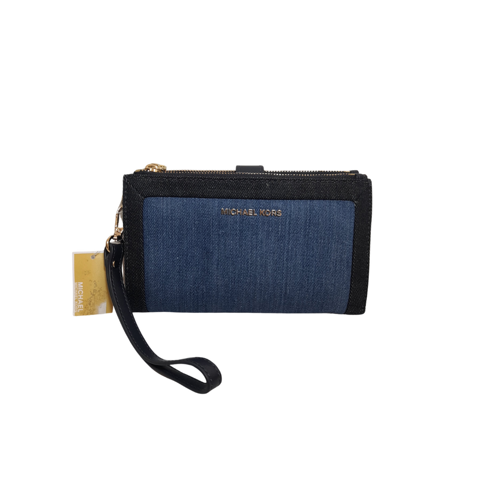 Michael Kors Blue Denim Double Zip Wristlet | Brand New |