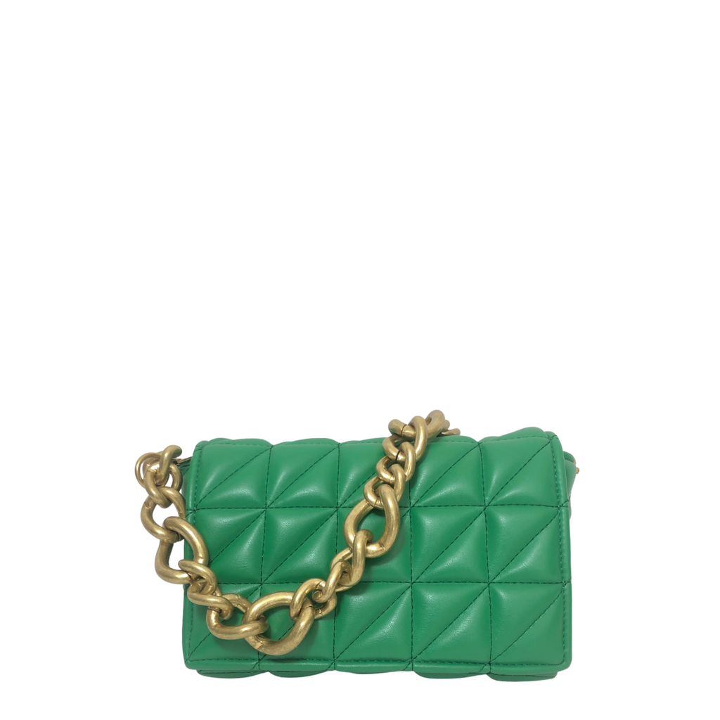 ZARA Green Quilted Shoulder Bag | Gently Used |