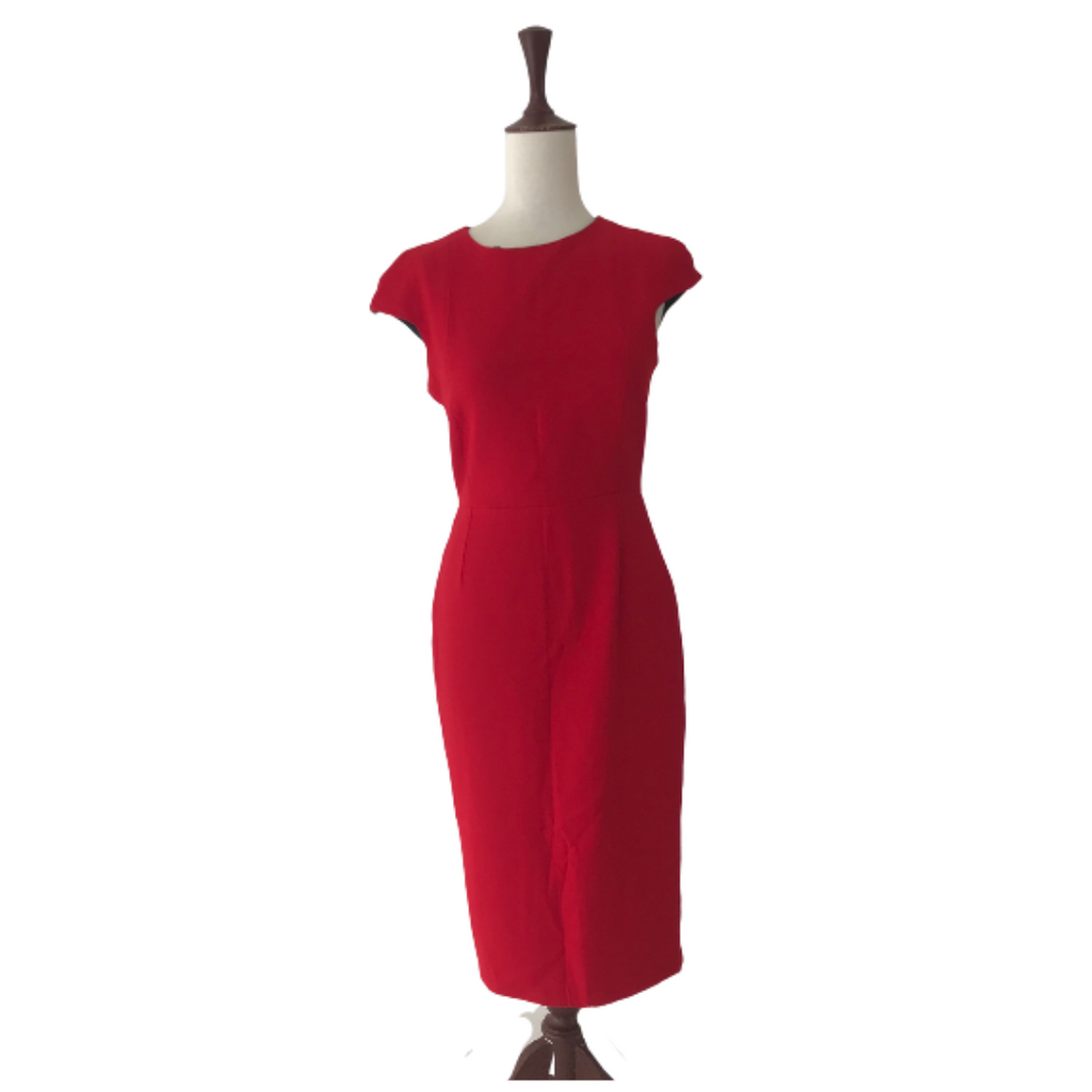 ZARA Red Zip Bodycon Midi Dress | Like New |