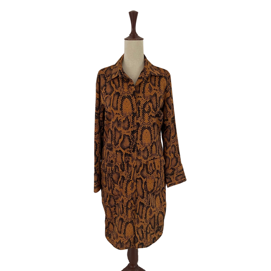 ZARA Brown & Black Printed Shirt Dress | Gently Used |
