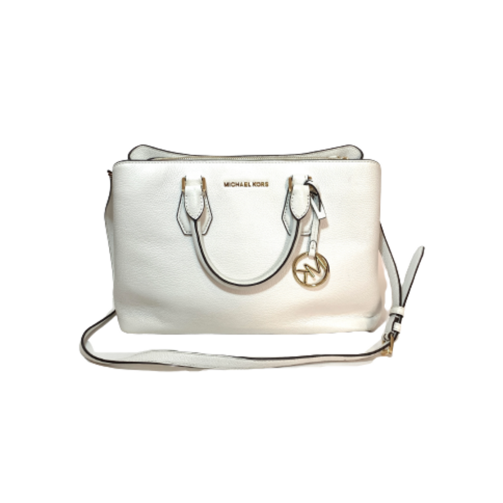 Michael Kors White Pebbled Leather Satchel | Gently Used |