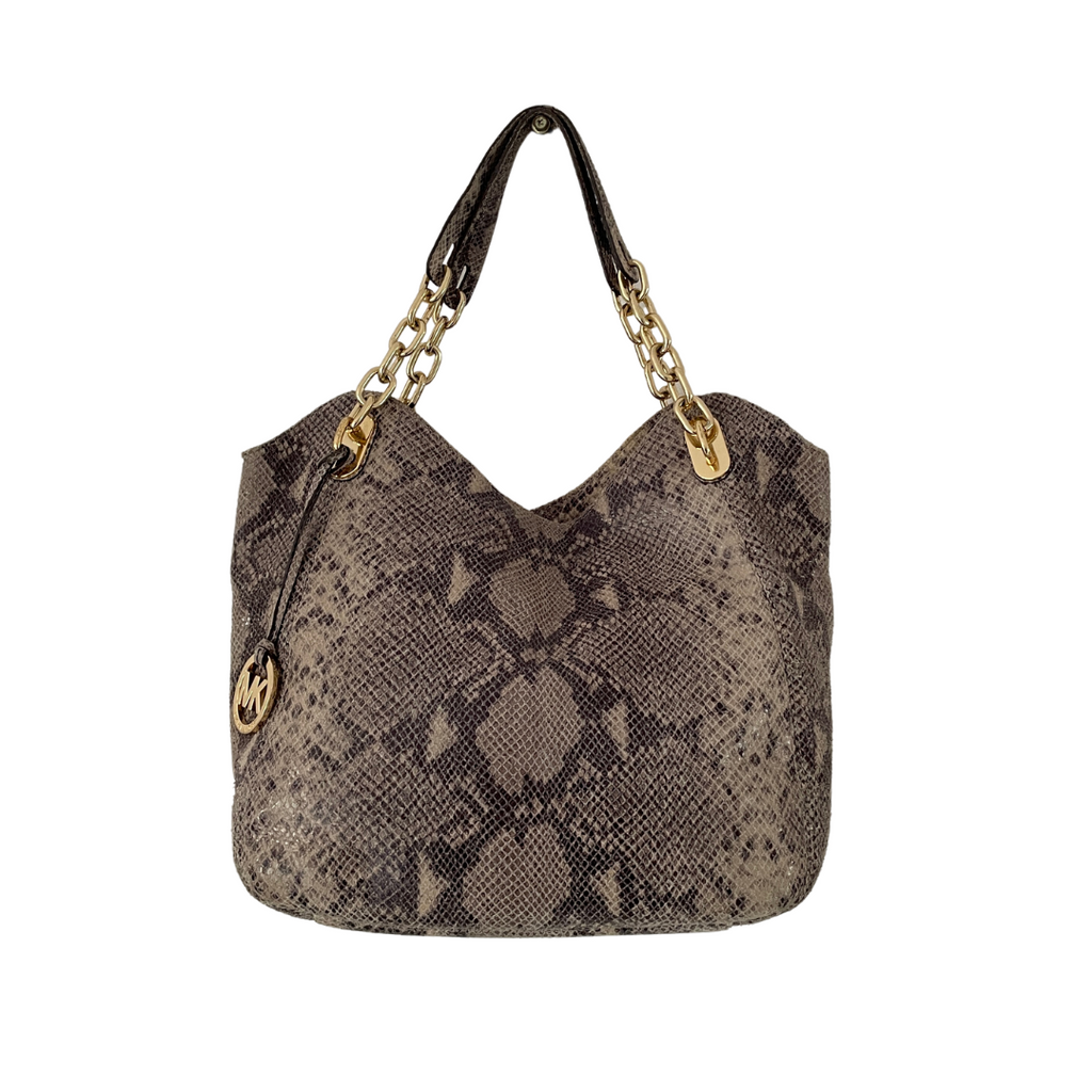 Michael Kors Grey Snakeskin Print Shoulder Bag | Pre Loved |