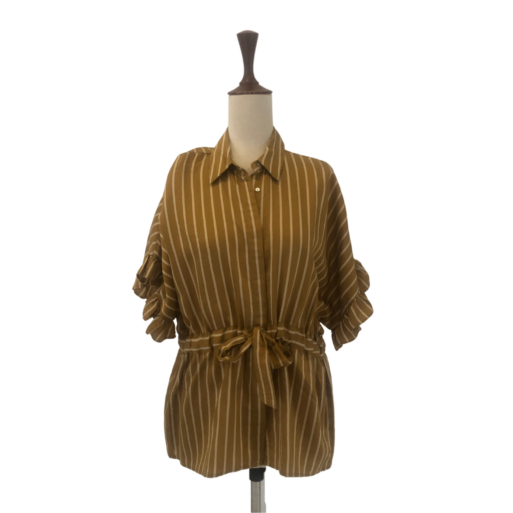 ZARA Brown Striped Blouse | Gently Used |