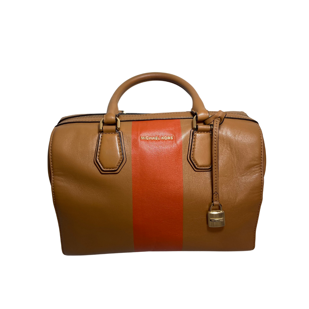 Michael Kors Tan and Orange 'Mercer' Dome Satchel | Pre Loved |