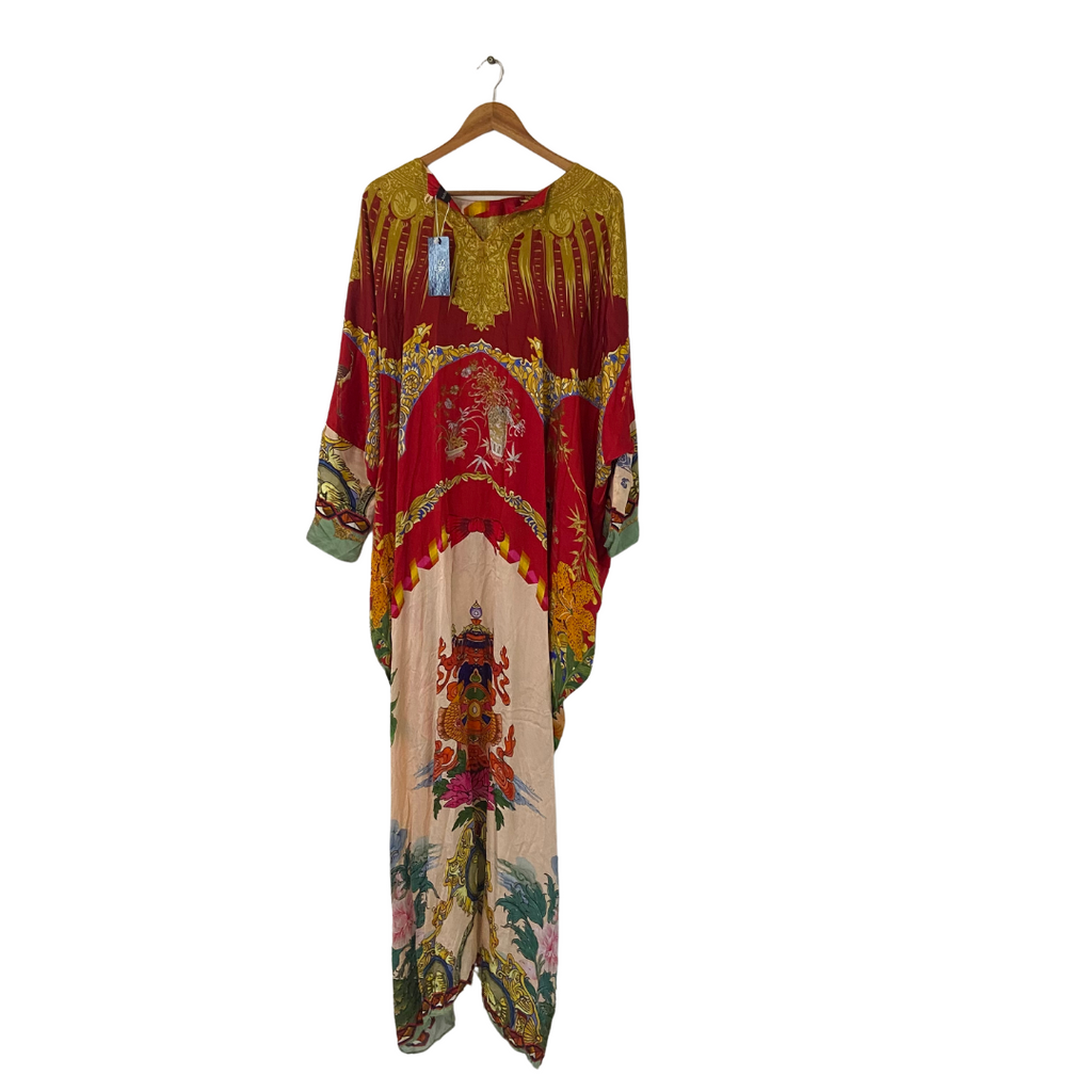 Sana Safinaz Red Print Silk Kaftan | Brand New |